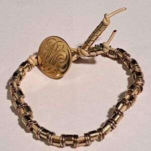 gold tone button and beaded bracelet